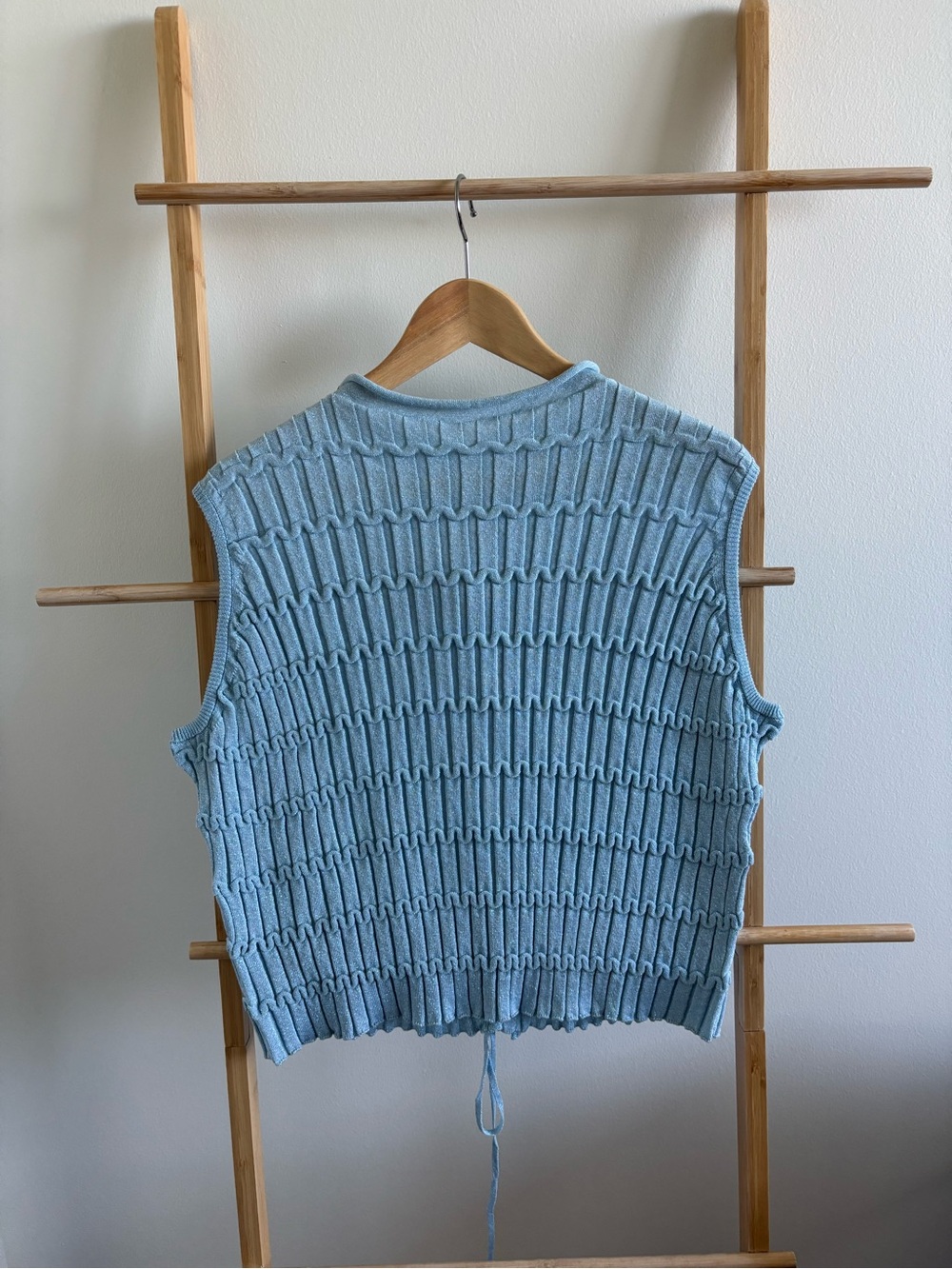 Light Blue Textured Knit Sleeveless Top